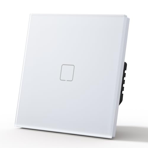 MVAVA Touch Lichtschalter Unterputz, Wlan Alexa Smart Lichtschalter Kompatibel mit Alexa/Google Home Work mit Tuya/Smart Life, Neutrale Leitung Benötigt 1 Fach 1 Weg, Glas