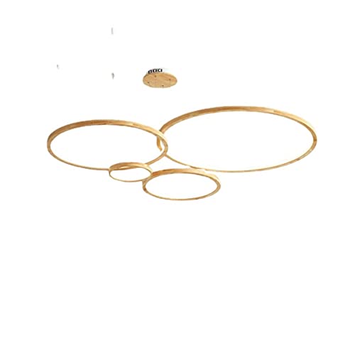 Pendelleuchte Holz im runden ,Moderne Deckenleuchte für Restaurants, Bars und Ihr (4 rings 20+40+60+80cm) Cover