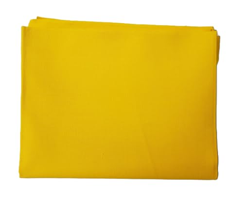 Image of Pure Cotton Poplin Unstitched Fabric 2.2 Meters x 32 Inches Solid Colour Cloth Material for Women's Saree Skirts, Petticoats, Pyjamas, Patiyala Pants, Salwar Etc. (Yellow)
