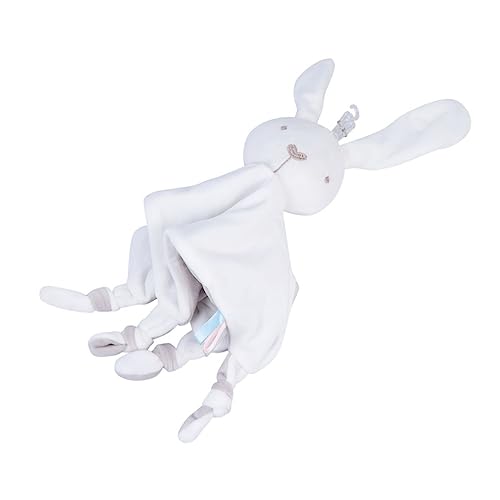 MERRYHAPY 1個 ウサギ なだめる タオル 新生児 タオル コットン おくるみ 赤ちゃん用 動物 眠っている ホワイト コットン