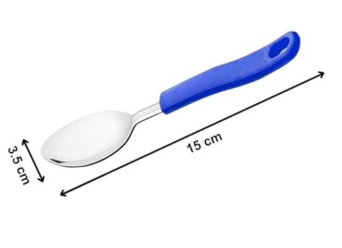 Image of Premium Stainless Steel Table Spoon Set of 6, Mirror Finish,15cm Large Dinner Spoons for Dining Table & Kitchen, Flatware, Luxury Dining Tableware Chammach Set, Dishwasher Safe - Multicolor