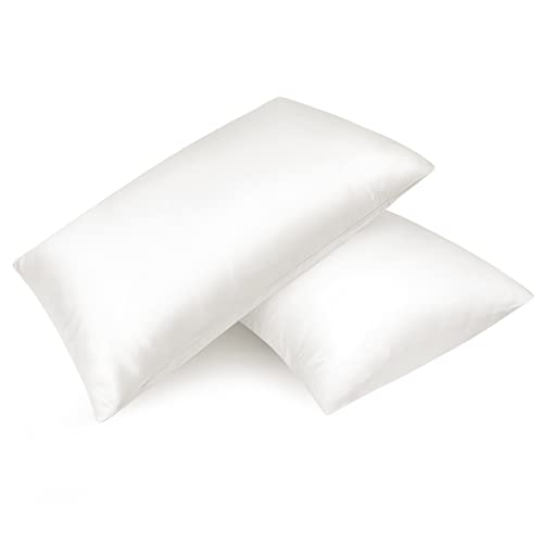 Fittia 2er-Set Satin Kissenbezug Premium Kopfkissenbezug Kissenhülle Haar- und Hautpflege Seidig mit Reißverschluss, Elfenbein, 40x80cm