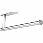 Kitchen Roll Holder Under Cabinet – Self-Adhesive & Screw Mount – Stainless Steel Paper Towel Holder – Space Saving Wall Mounted Design for Kitchen, Bathroom & Pantry
