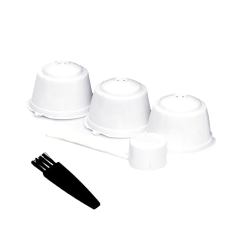 Voarge 3 capsules de café, filtre à café, capsules pour cafetières Dolce gusto réutilisables rechargeables - + 1 cuillère à remplir - 1 brosse de...