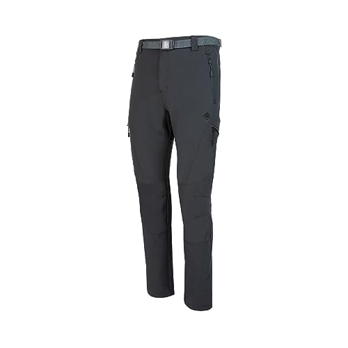 Izas - Pantalón de Senderismo Hombre - Pantalón Trekking de Invierno - Impermeable con Bolsillos de Cremallera - Bajo Ajustable Protege del Frío - Secado Rápido - Baltic FW Gris Claro y Negro - XXL