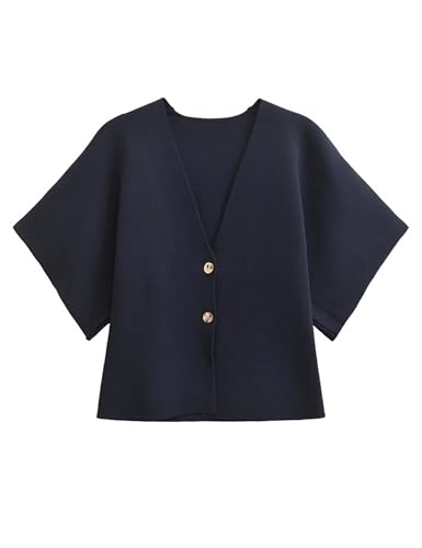 Womens Short Sleeve Cardigans Lightweight V Neck Button Down Crop Knit Sweater Tops