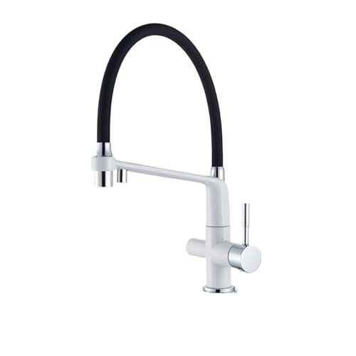 Robinet de cuisine blanc et noir bi-buse avec filtre eau pure