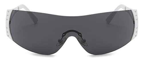 Y2K Sunglasses For Women Men Shield Rimless Wrap Around Sunglasses Gradient Lens Sun Glasses2