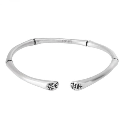 Bracelet en argent 999 bambou ajustable pour femme au style rétro