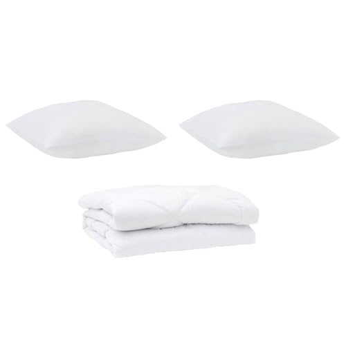 Modern White Microfibre Summer Bedding Set 260 x 220 cm Quilt and 40 Pillow Cases Extra Warm Quilted Design Breathable Argyle Pattern Perfect for your bedroom with a chic touch.
