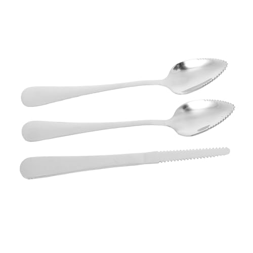 GLEAVI Cucharas y Cuchillo de Pomelo Inoxidable con Mango Ergonómico y Dentados Utensilios de Cocina para Frutas Kiwi y Postres Cucharas Cuchillo