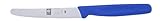 ICEL 4.25 Inch Serrated Edge Steak Knife, High Carbon German Stainless Steel Razor Sharp Blade, Textured Non-Slip Blue Polypropylene Handle