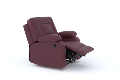 Image of Amazon Brand - Solimo Elysium | Single Seater Sofa Recliner | Manual Recliner (Leatherette Maroon)