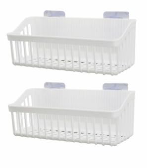Plastik Banyo ve Mutfak Organizeri, Yapışkan Askılıklı, Beyaz, 2'li Paket