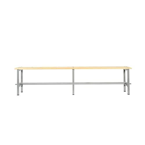 Panca Spogliatoio Classica - Seduta e Poggiascarpe in legno ed acciaio 100% Made in Italy (200 cm)