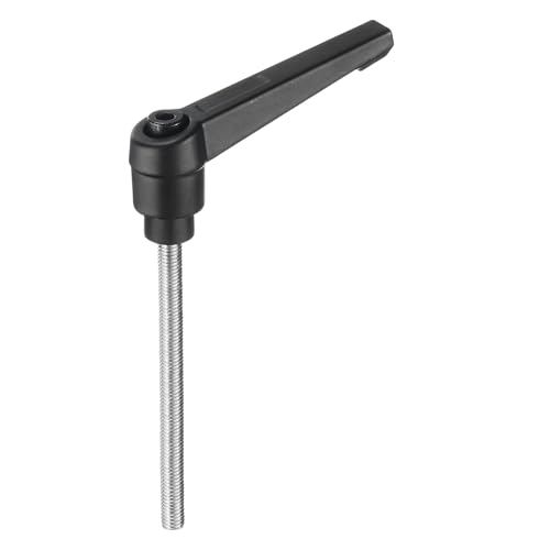 Image of uxcell Adjustable Clamping Lever Handle M5 x 60mm Metric 304 Stainless Steel Male Threaded Stud Hand Knobs Push Button Ratchet Rotating Screw Handles Bolts with Locking Lever Black