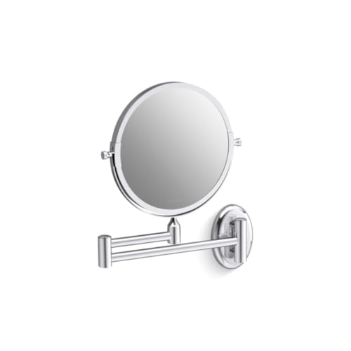 Image of Kohler Lison Detailing Mirror with 2x Magnification | Wall Mounted Round Mirror | Swing-out Extendable Frame | Double Sided Mirror for Shaving, Makeup | 3 Years Warranty, 180 mm