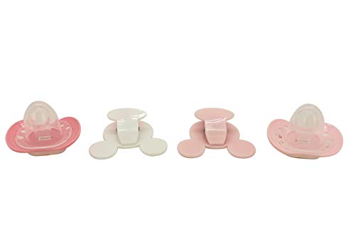 Image of Disney Cudlie Minnie Mouse Baby Girl 4 Pack of 2 Pacifiers & 2 Clips with Sugar & Spice Print