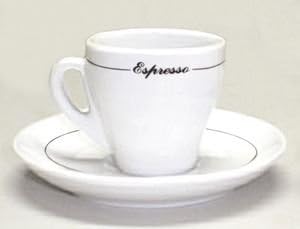 Pear Shaped Espresso Cup and Saucer with Black line - 6 set