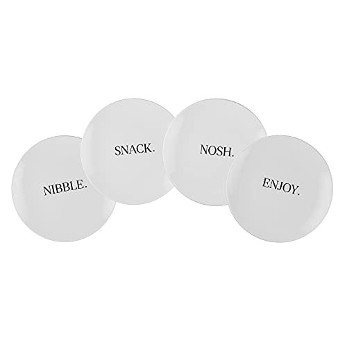 American Atelier Words Dinnerware Porcelain Party Collection Dinner, Salad Plates, Bowls, Mugs – Unique Gift Idea For Any Special Occasion Or Birthday, Appetizer Set, White/Black #TOP18