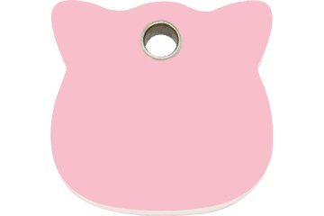 Red Dingo Flat Plastic Engraved Dog ID Tag - Cat Head Small/Pink