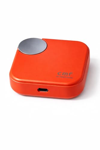 Image of Wireless Earbuds with Charging Case, Orange, USB-C Port, Compact Design