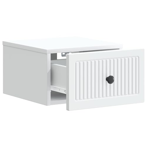 Table de chevet murale blanche compacte avec 2 tiroirs de rangement suspendus - 5
