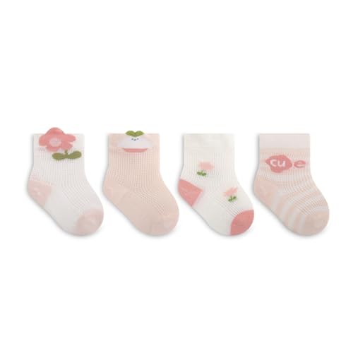 GRABAGECAN Pack of 4 Pair Baby Socks Lightweight Boneless Cotton Socks Soft & Breathable Infant Socks for Daily Party Wear