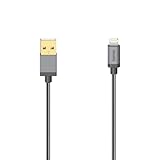 Hama Câble USB pour iPhone/iPad (Connect. Lightning, USB 2.0, métal, 0,75m) Argenté, Noir