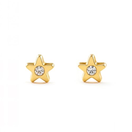 Pendientes Bebe Oro Amarillo 18 Kilates 18k Estrella Circonita Brillo - Certificado Garantía - Mondepetit - 1812 Pendientes Bebe Oro Amarillo 18 Kilates 18k Estrella Circonita Brillo - Certificado Garantía - Mondepetit - 1812