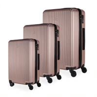 Cj. Malas ABS 3 Pecas P/M/G Rodas 360 - Roncalli Hilston Cor: Rose