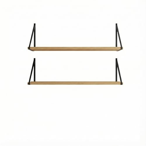 Image of Amazon Brand - Solimo Bookshelf for Wall with Metal Brackets | Home Decorative Wall Shelf | Wall Hanging Shelf for Books, Living Room, Bedroom (Design 1)