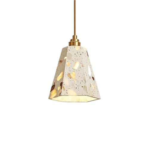 Suspension rétro à trois couleurs avec abat-jour en pierre et lustre entièrement cuivre réglable