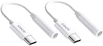 AVMAX USB C à 3.5mm Adaptateur d'écouteurs audio HiFi 2 Pack,Type c à Aux Female Cable pour téléphone 16 15 Plus Pro Max Pad, S24 S23 S22 S21 Ultra Dispositifs du type c (classique(White2))