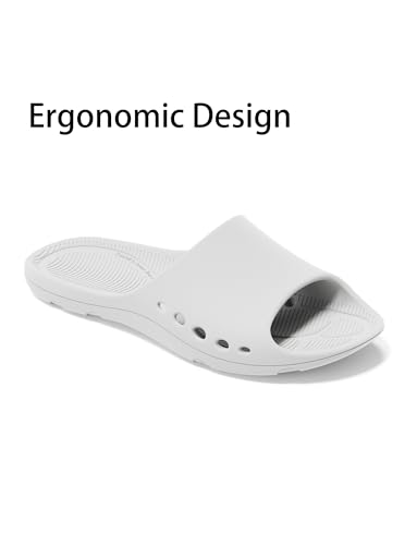 Image of KENROLL KW211 Non Slip Shower Slides, Thin Flat EVA Slippers | 7 drainage holes (5 side+2 bottom), rubber anti-slip patches, lightweight, for pool beach dorm gym, unisex, barefoot feel