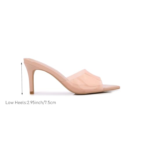 Image of Women Clear Pointed Toe Sandals Stiletto Heels Transparent Strap High Heels Slip on Mules for Women