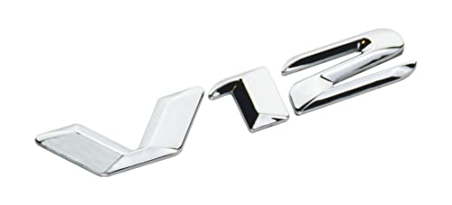 Image of 1Pc V12 Emblem 3D Badge Fender Trunk Tailgate Exterior Decal Sticker Replacement for V12 Engine Auto Car (Silver)