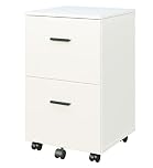 Panana Mobile File Cabinet with 2 Drawers, Wooden Small Filing Organizer Office/Home (White)