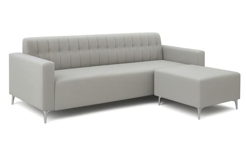 Image of SOCOZI Antonia 5 Seater L Shape Sofa Set with Movable Ottoman | Flexible Layout | Soft Velvet Suede Fabric | Modern Design | Plush Comfort Cushions for Living Room (Light Grey)
