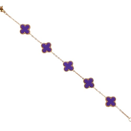 SALTY Anti Tarnish Clover Bracelet for Women | Fancy Jewellery Gifts | Hand Band | Latest Fashion Accessories for Girls | Minimal Jewelry Design | Ideal for Gifting | Gift for Diwali, Christmas, Marriage, Birthday