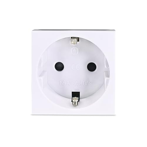 Image of MX 3-Pin German Schuko Socket with Shutter - 2 Module 13A 250V - Compatible with European & UK Brands - 45x45mm Modular Socket Plate
