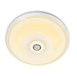 EXTRASTAR 15W LED PIR Motion Sensor Ceiling Light, 1200LM PIR ＆ Light Sensor Round Surface Mount Security Wall Lights, 3000K Warm White, 120W Equivalent, Ceiling Light for Hallway, Garage and More