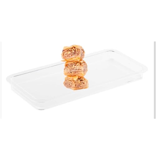TableCraft 11886 Clear Rectangular Cake Plate, Plastic Food Tray for Pastries, Appetizers, and Sandwiches, Bakery Display, BPA-Free SAN, 14.75" x 7.25"