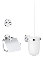 GROHE Start, 3in1 Toilettenset Gästebad, ohne Bohren (Toilettenbürste mit Halterung, Toilettenpapierhalter, Handtuchhalter, Kleben oder Bohren, mit Schrauben & Dübel, ohne Kleber), chrom, 41204000