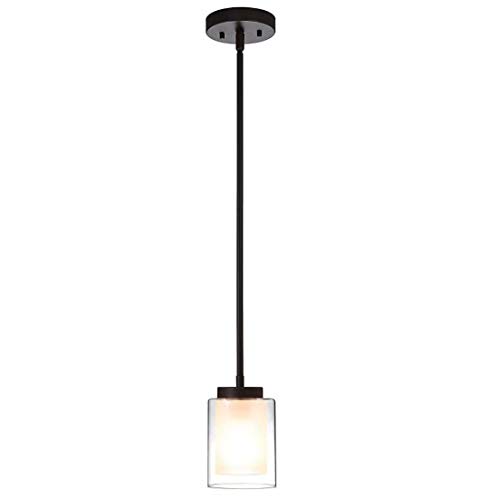 Pendant Lighting 1 Light Mini Pendant Light with Glass, Modern Adjustable Kitchen Hanging Ceiling Light Cover
