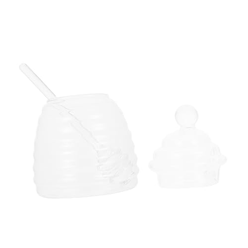 OKUMEYR 1Set Glass Honey Jar with Lid Stirring Rod Transparent Honey Storage Container for Home Use Present for Honey Lovers