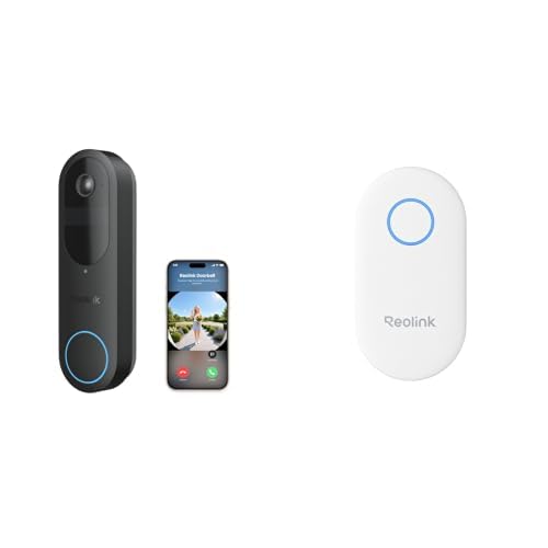 Reolink Bundle of Sonnette Vidéo à Batterie (2e Gén) Caméra 2K Extérieure Carillon Numérique, Fonctionne avec Batterie Sonnette, Chime Plus