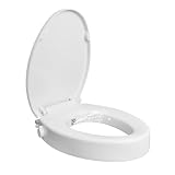 Raised Toilet Seat with Bidet for Seniors, 3' Height, Heavy Duty Slow Close Elevated Toilet Seat with Never Loosen Hinges, Fits Most Elongated Toilets, No Electric Cold Water Only (Elongated 18.5'')