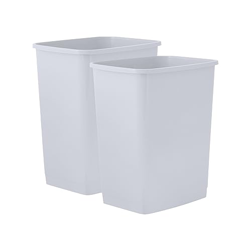 Superio 4.5 Gallon Plastic Trash Can, Waste Bin for Home, Kitchen, Office, Bedroom, Bathroom- 18 Qt (2 Pack, White Smoke)