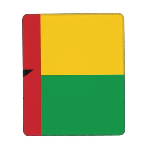 Tapis de souris avec motif drapeau de la Guinée-Bissau - Base en caoutchouc - Bords cousus - Antidérapant - Pour jeux de bureau - Surface en tissu lisse - Plusieurs verticales